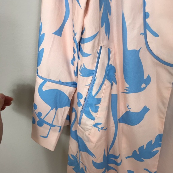 Lulus Peach Blue Bird Palm Tree Duster Kimono Robe - Picture 4 of 6